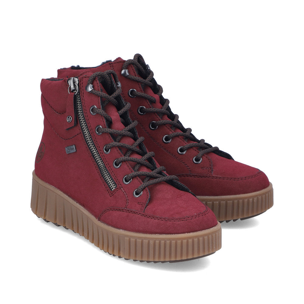 Rieker Y6104 Red Lace-Up Ankle Boots | Walking on a Cloud