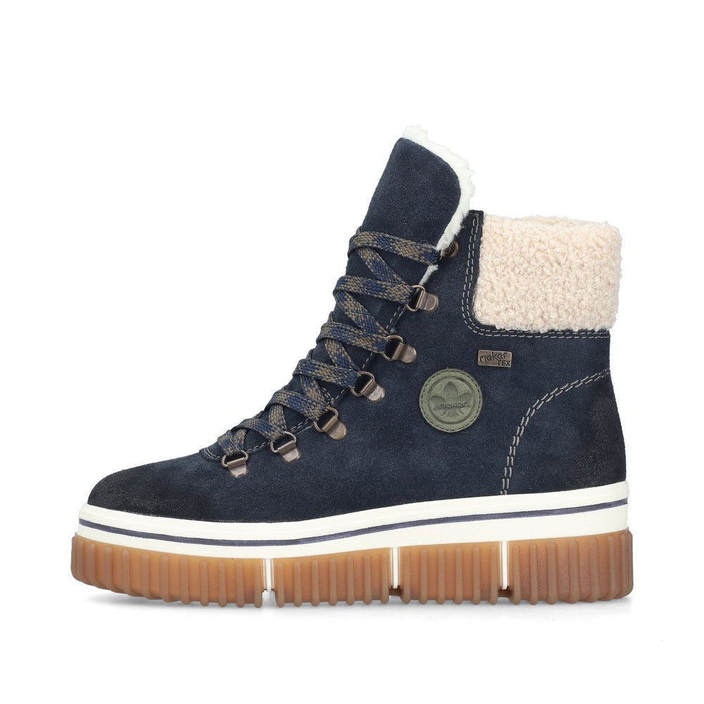 Rieker Y6347 Women's Lace Zip Winter Waterproof Boot – Blue
