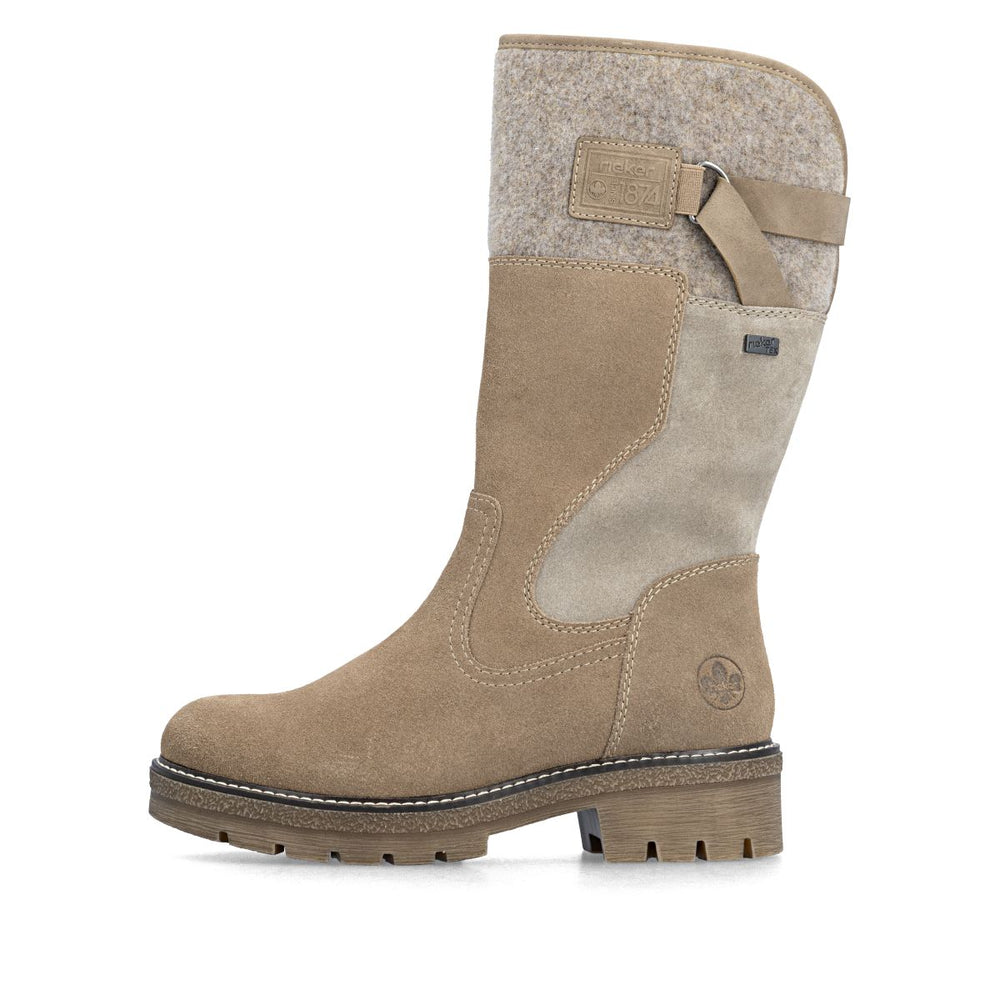 Rieker Y8153 Women's Tall Waterproof Boots - Beige