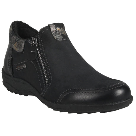 Romika Ellie 01 black women’s ankle boot with waterproof membrane and plush lining