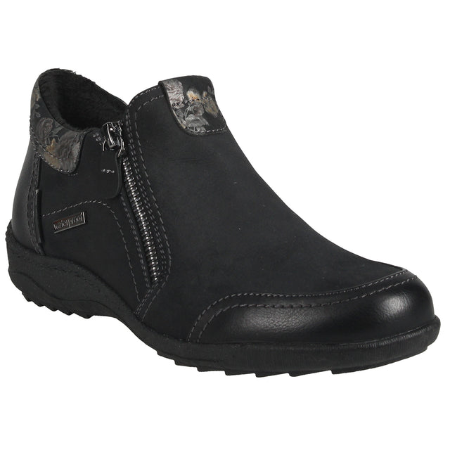Romika Ellie 01 black women’s ankle boot with waterproof membrane and plush lining