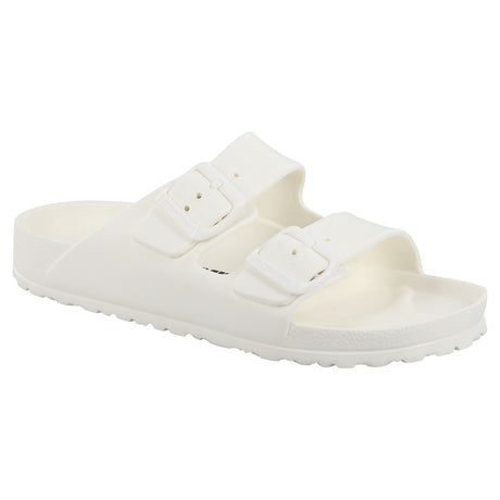 Women’s white waterproof EVA slide sandal with two adjustable buckle straps and a contoured footbed. Style #4999127800
