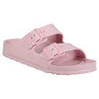 Women’s pink waterproof EVA slide sandal with two adjustable buckle straps and a contoured footbed. Style #4999127862