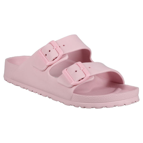 Women’s pink waterproof EVA slide sandal with two adjustable buckle straps and a contoured footbed. Style #4999127862
