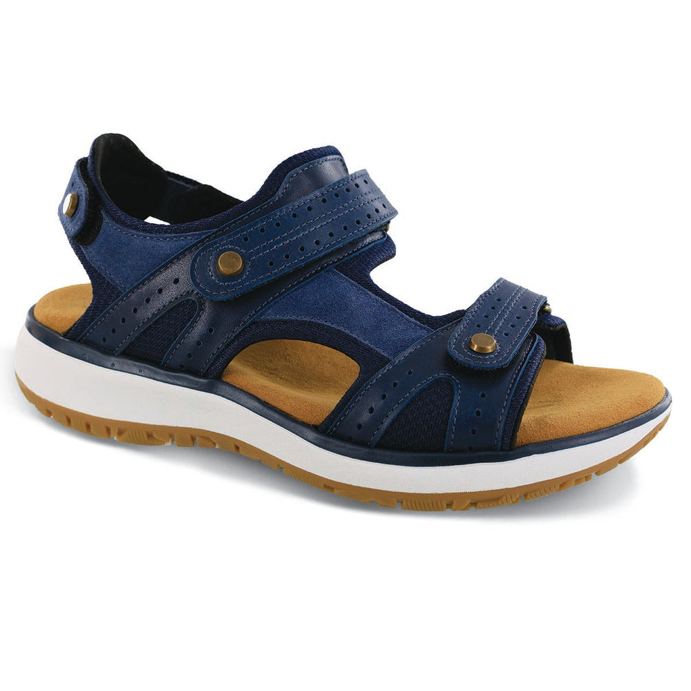 Women's sport sandal with adjustable straps, cushioned footbed, soft lining, and durable shock-absorbing sole, featuring a 1.75-inch heel for active comfort. Style #3740-909