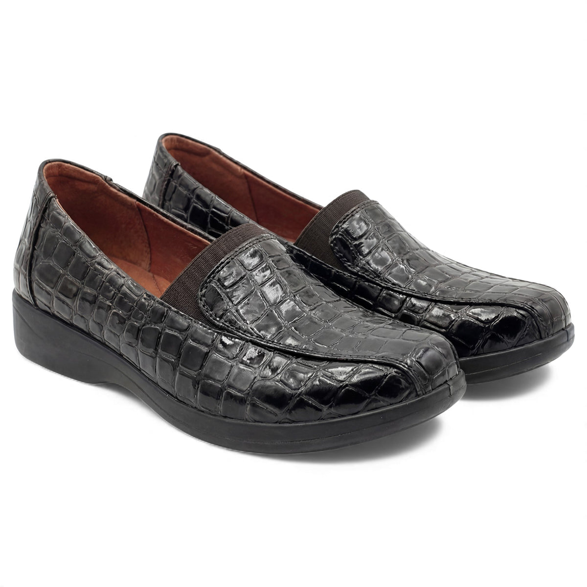 Stefania #304 Dress Slip ON Dress Slip ON Patent Croco Loafer