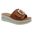 S5577 Slide Buckle Platform Sandal in Brown