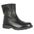 T03887B200 A black leather men's boot with a side zipper and a sturdy, weather-resistant outsole, photographed on a white background