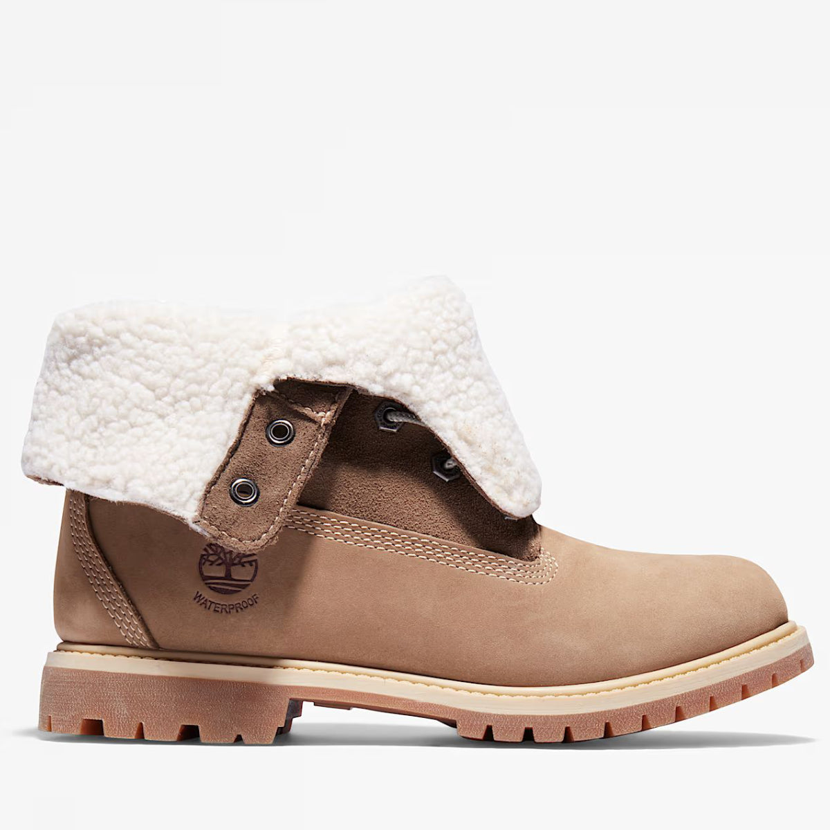 Timberland Women's Warm-Lined Waterproof Roll-Top Boot in Light Brown Nubuck