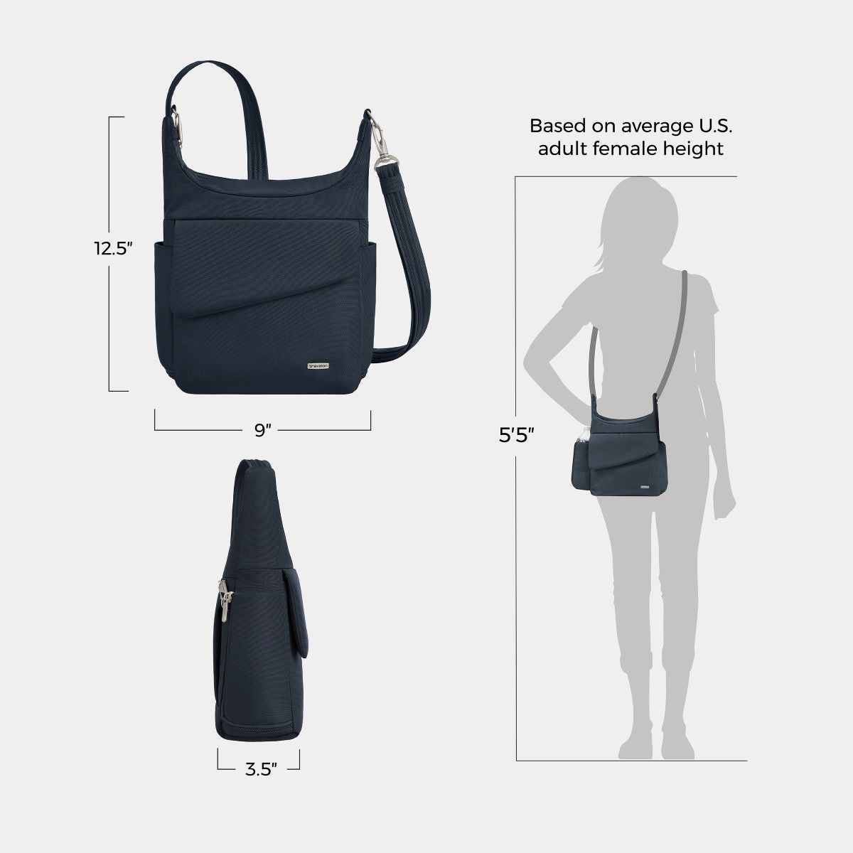 Travelon Women's Anti-Theft Classic Messenger in Midnight
