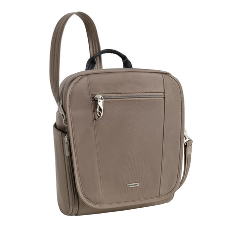 Travelon Unisex Anti-Theft Classic Tour Bag in Hazelnut with 5 point anti theft system, adjustable straps, Style#: 42472-735