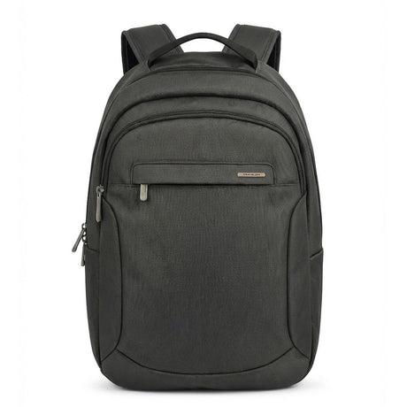 Large grey unisex anti-theft backpack with multiple zippered compartments and top handle. Style #43114-GREY
