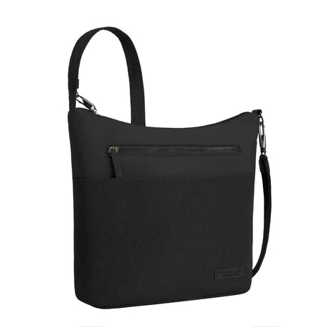 Travelon Unisex Anti-Theft Metro Crossbody in Black with adjustable straps and 5 point anti theft security system. Style: 43414-500