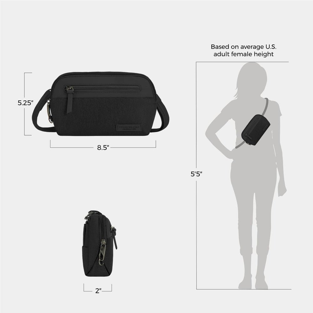 Travelon Women's Anti-Theft Metro Convertible Small Crossbody in Black