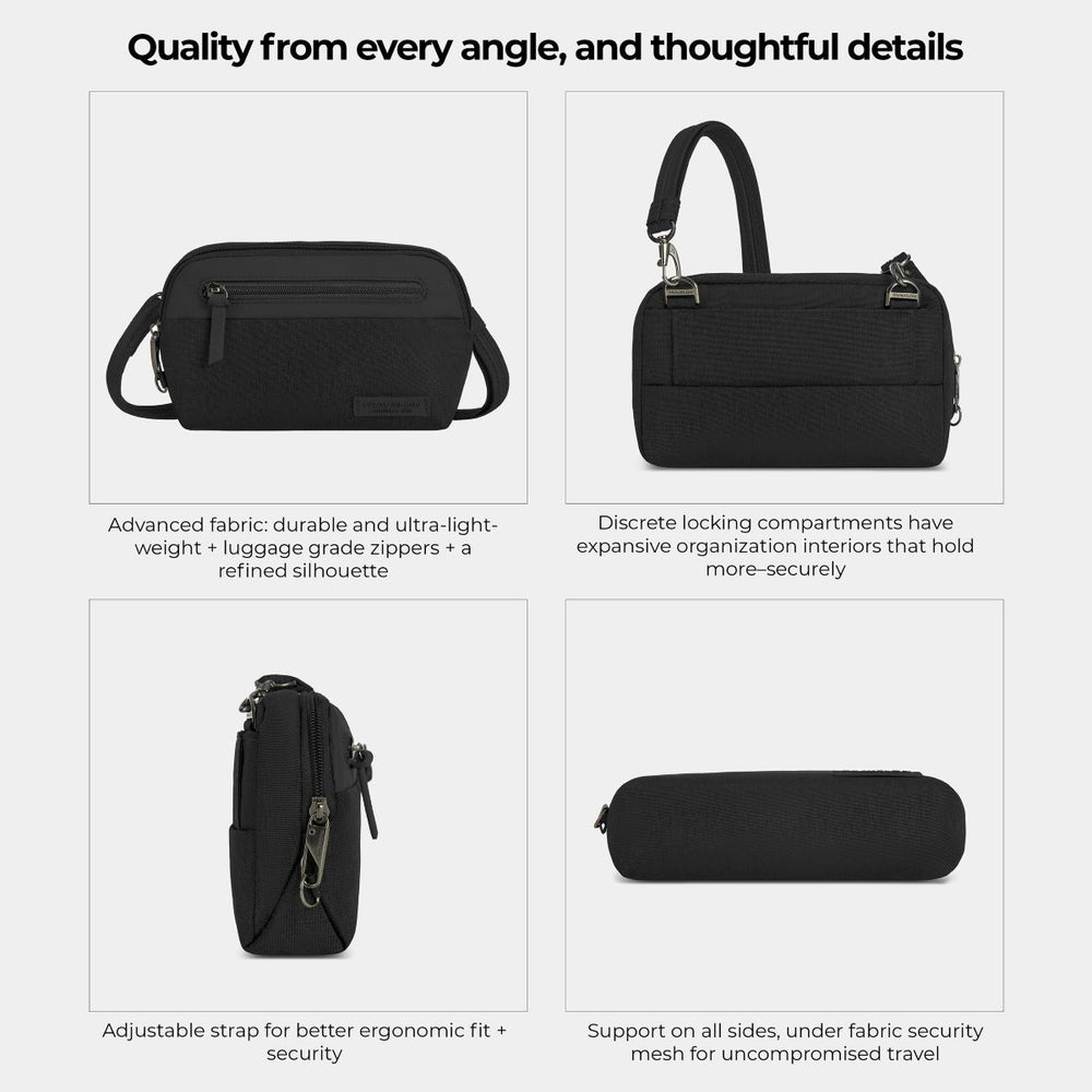 Travelon Women's Anti-Theft Metro Convertible Small Crossbody in Black