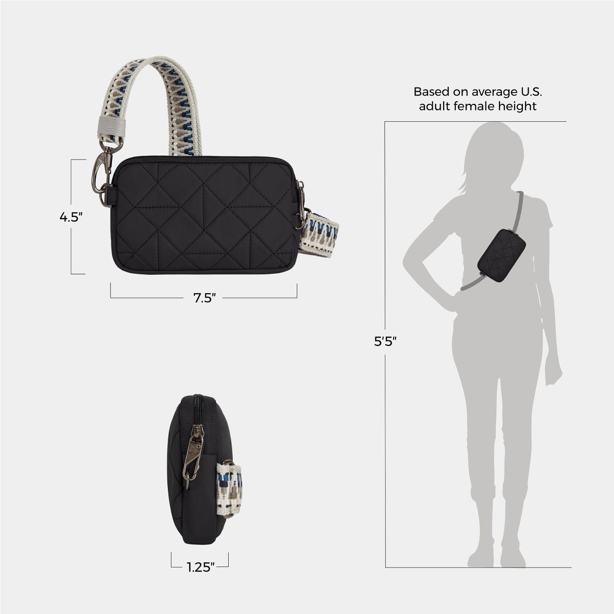 Travelon Women's Anti-Theft Boho Phone Sling in Black