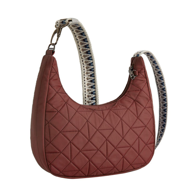 Travelon Anti-Theft Boho Slouchy Crossbody in Red, anti-theft, adjustable, zipper closure. Style: 43624-210