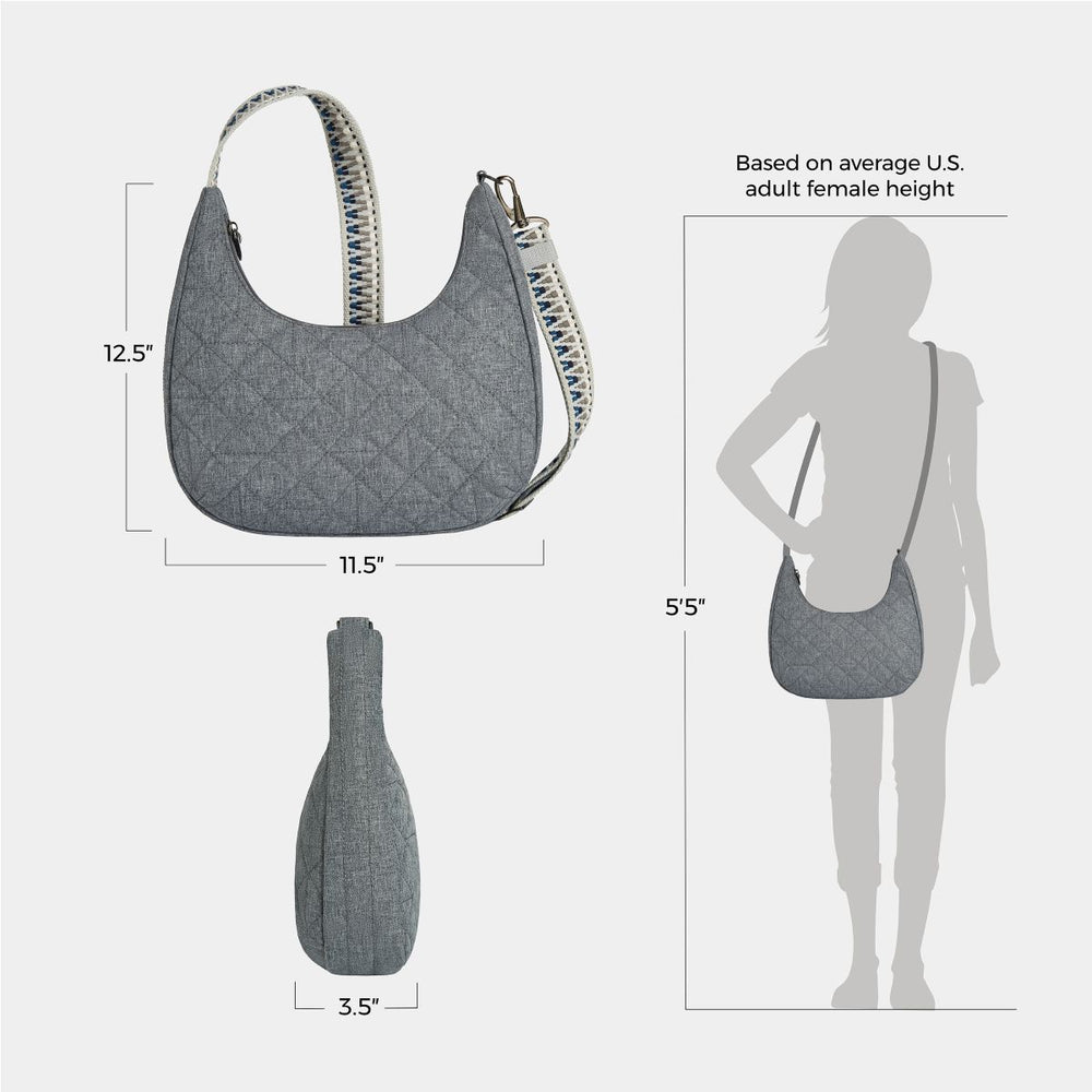 Travelon Woman's Anti-Theft Boho Slouchy Crossbody in Grey