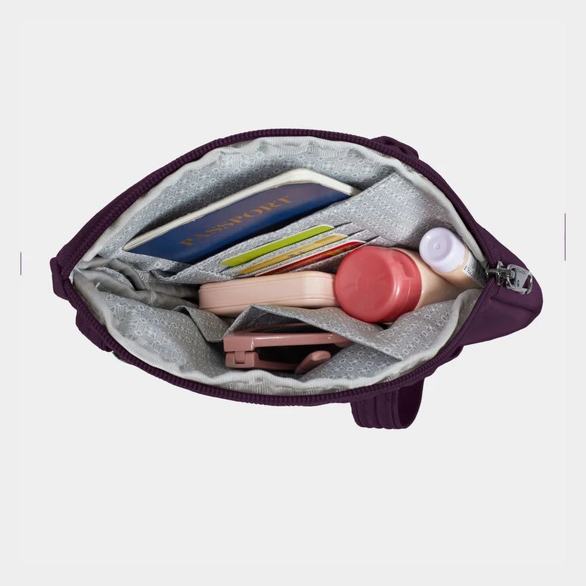 Travelon Women's Runways Anti-Theft Slim Asymmetric Crossbody - Plum