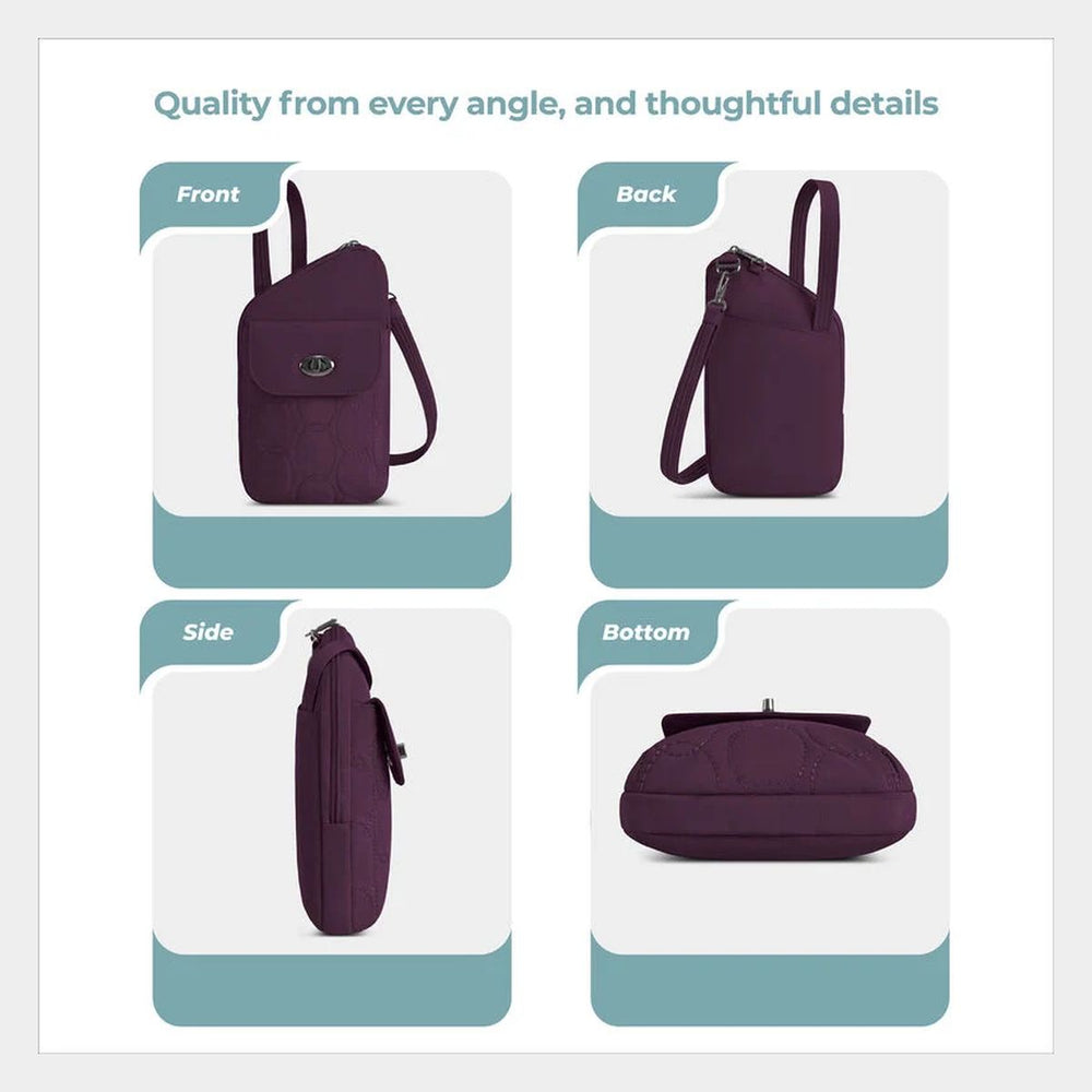 Travelon Women's Runways Anti-Theft Slim Asymmetric Crossbody - Plum
