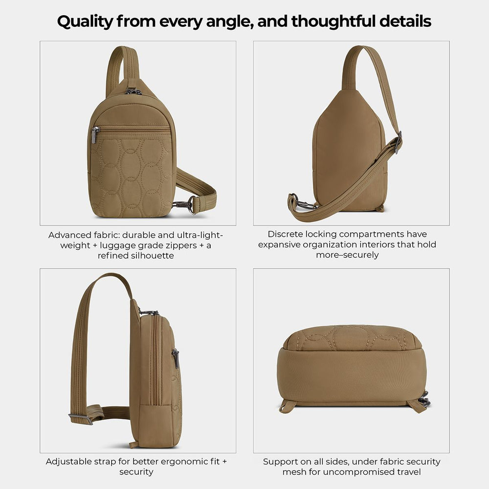 Travelon Women's Runways Anti-Theft Small Sling in Latte