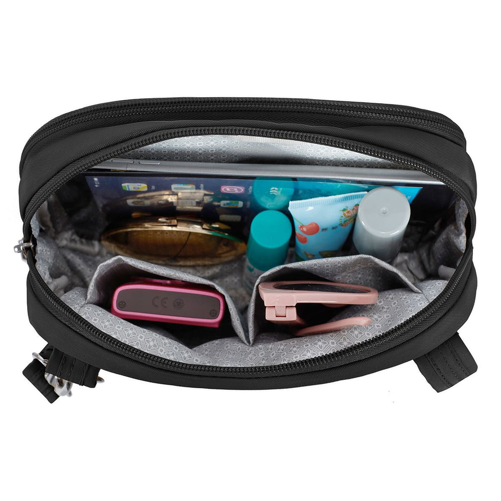 Travelon Women's Runways Anti-Theft Double Compartment Crossbody in Black