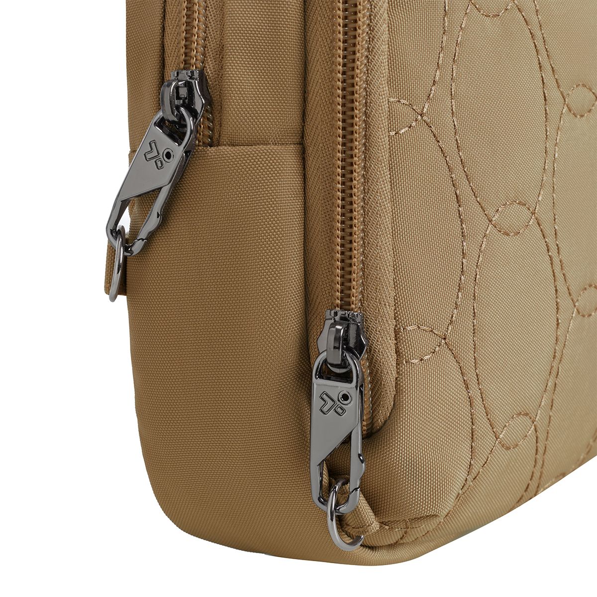 Travelon Women's Runways Anti-Theft Double Compartment Crossbody in Latte
