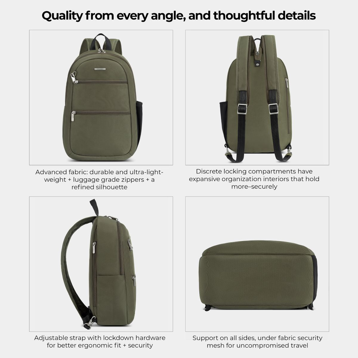Travelon Unisex Anti-Theft Classic Convertible Sling Backpack in Olive