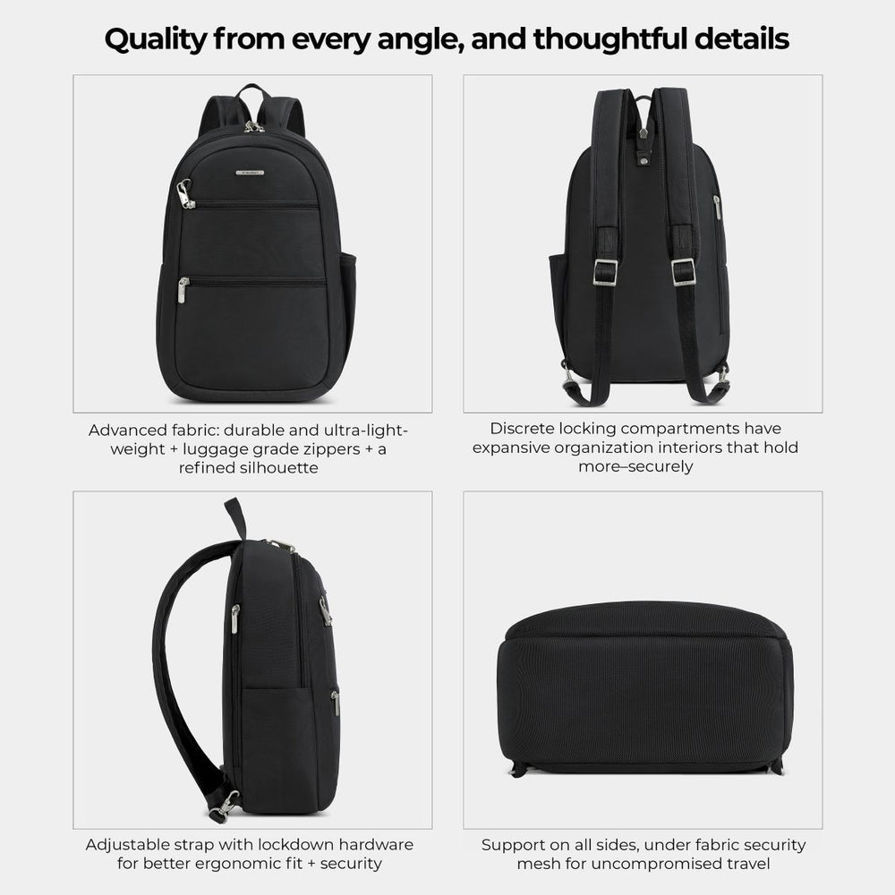 Travelon Unisex Anti-Theft Classic Convertible Sling Backpack in Black