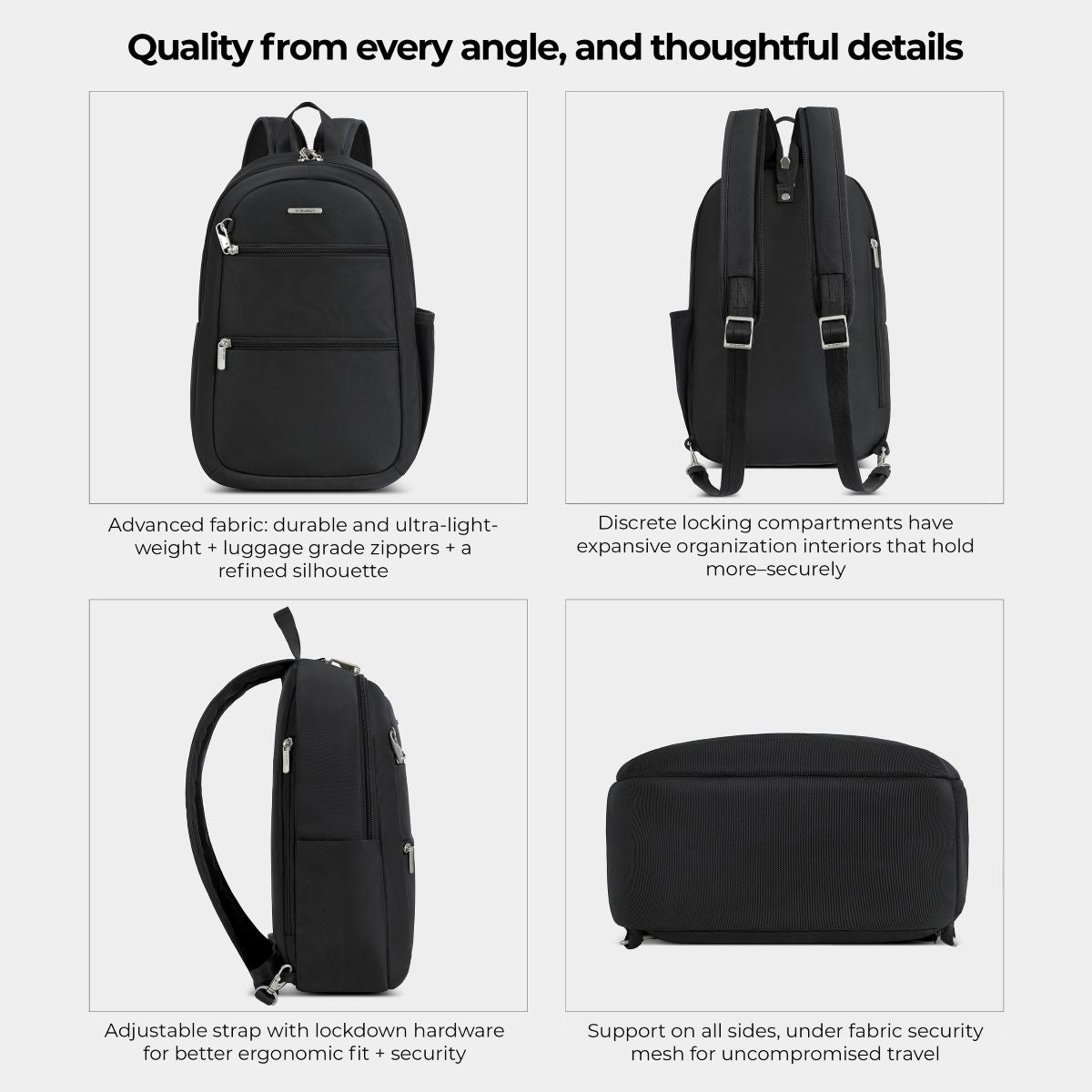 Travelon Unisex Anti-Theft Classic Convertible Sling Backpack in Black