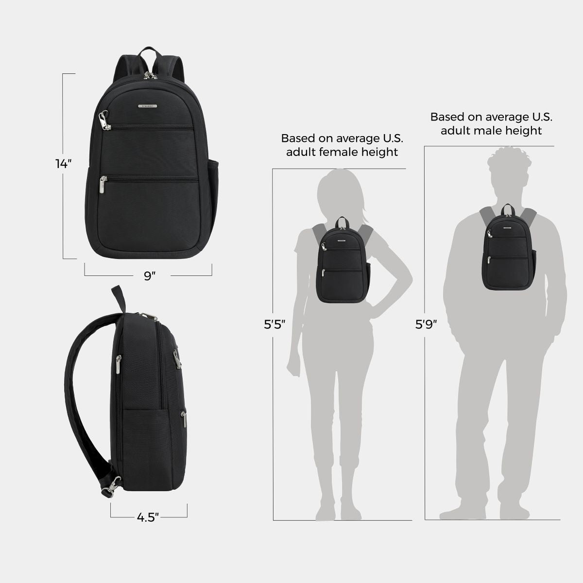 Travelon Unisex Anti-Theft Classic Convertible Sling Backpack in Black