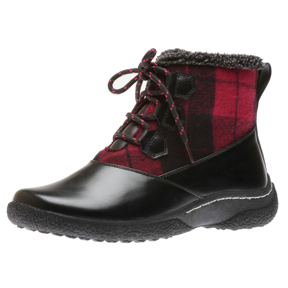 Wanderlust Amelia Flannel Women's Lace-Up Boot In Red Black